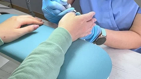 Master does a Hardware Manicure in Protective Gloves  Stock Footage 270175596