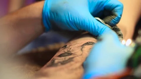 The master does the tattoo Stock Footage 77499855