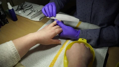 Master doing manicure nail Stock Footage 236988198