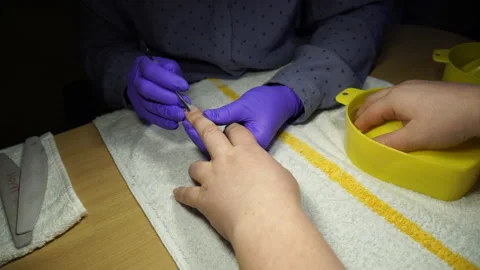 Master doing manicure nail Stock Footage 236988458