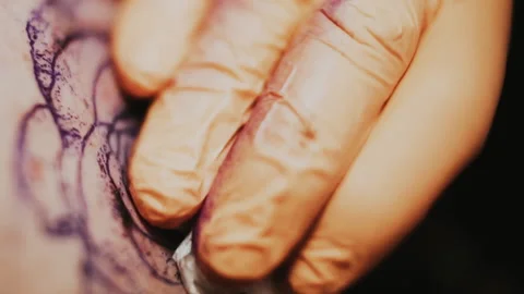 Master Doing Tattooing In Tattoo Studio. Stock Footage 133538402