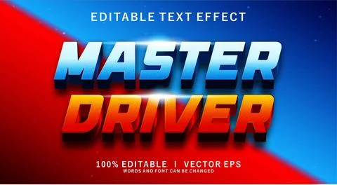 Master driver 3d vector text effect with modern style design Stock Illustration