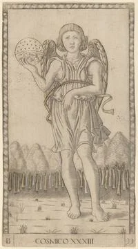 Master of the E Series Tarocchi, Cosmico (Genius of the World), c 1465 Cos... Stock Photos