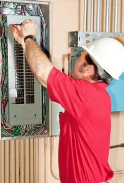 Master Electrician Working Foto stock