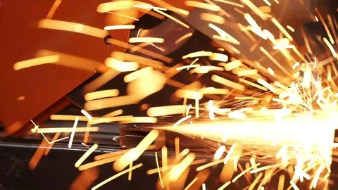 A master engineer is cutting metal on a circular saw Stock Footage 237155647