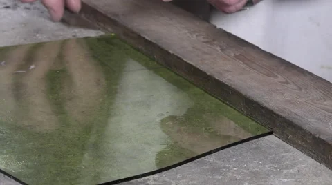 A master glazier rebuilt stained glass Video stock 58300341