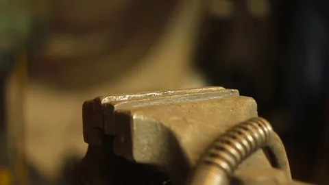 Master in gloves in the workshop Stock Footage 75746964
