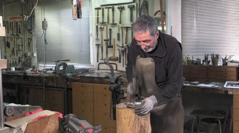 Master goldsmith working with silver Video stock 60611881