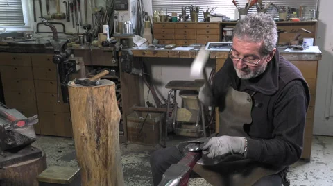Master goldsmith working with silver Video stock 60614672