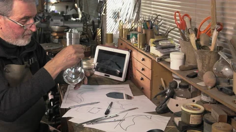 Master goldsmith working with silver Stock Footage 60627952