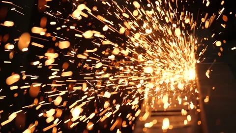 Master grind metal grinder sparks Stock Footage