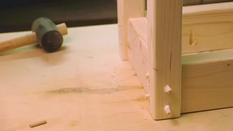 The master hammers the sheets with a hammer into the details Video stock 182220215