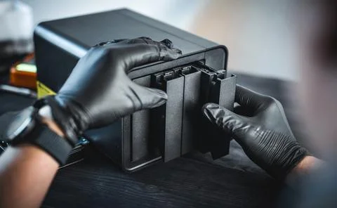 Master Insert Hard Disk Drive Into Desktop Nas Server Stock Photos