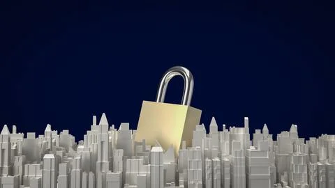 The master key and city building for medical content 3d rendering Ilustración de archivo