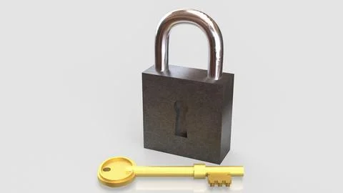 The Master key and lock for security or Business concept 3d Rendering. Stock Photos