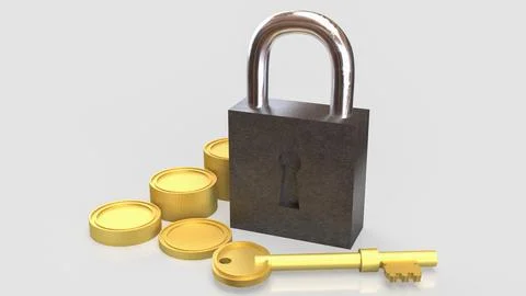 The Master key and lock for security or Business concept 3d Rendering. Stock Photos