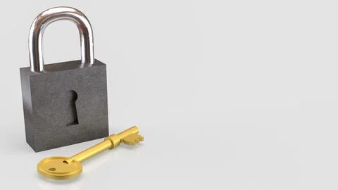 The Master key and lock for security or Business concept 3d Rendering. Stock Photos