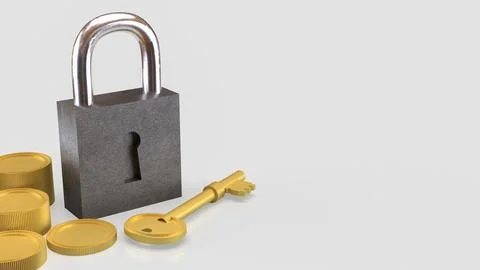 The Master key and lock for security or Business concept 3d Rendering. Stock Photos