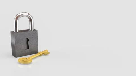 The Master key and lock for security or Business concept 3d Rendering. Stock Photos
