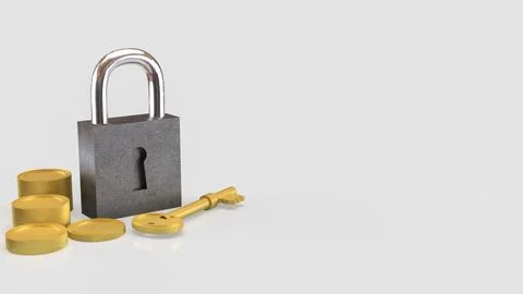 The Master key and lock for security or Business concept 3d Rendering. Stock Photos