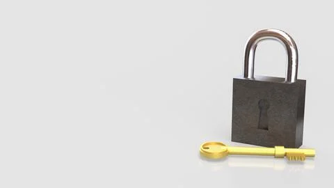 The Master key and lock for security or Business concept 3d Rendering. Stock Photos