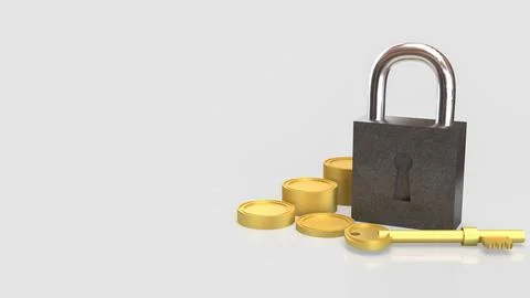 The Master key and lock for security or Business concept 3d Rendering. Stock Photos