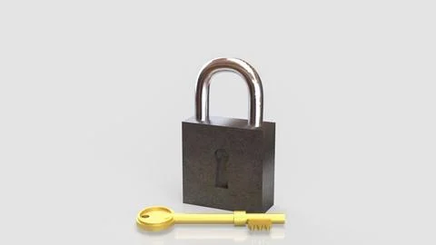 The Master key and lock for security or Business concept 3d Rendering. Stock Photos