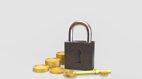 The Master key and lock for security or Business concept 3d Rendering. Stock Photos
