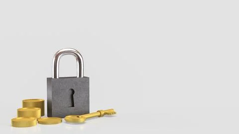 The Master key and lock for security or Business concept 3d Rendering. Stock Photos