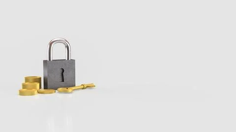 The Master key and lock for security or Business concept 3d Rendering. Stock Photos