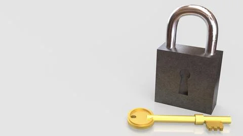 The Master key and lock for security or Business concept 3d Rendering. Stock Photos
