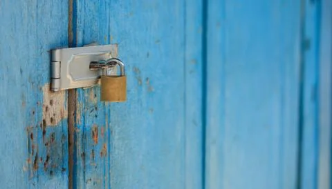 Master key with blue door Stock Photos