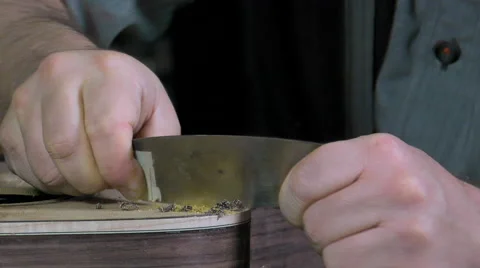 Master luthier guitars at work Video stock 60579363