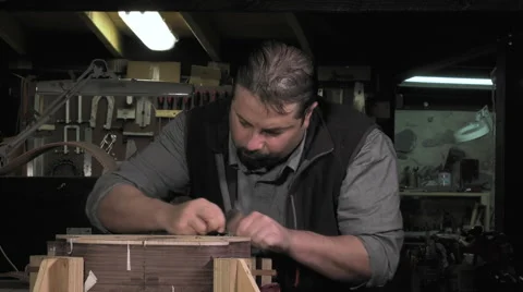 Master luthier guitars at work Video stock 60579930