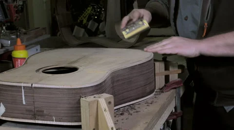 Master luthier guitars at work Video stock 60580690