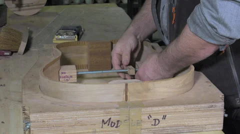 Master luthier guitars at work Video stock 60583175