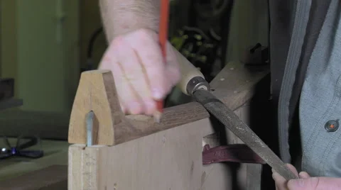 Master luthier guitars at work Video stock 60585196