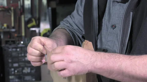Master luthier guitars at work Video stock 60586613