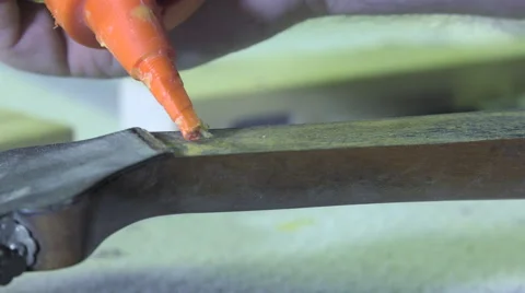 Master luthier guitars at work Video stock 60587024