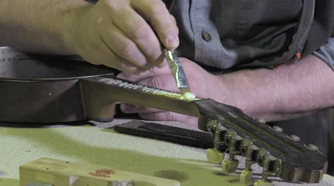 Master luthier guitars at work Video stock 60587387