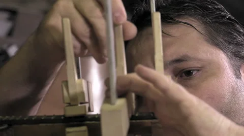 Master luthier guitars at work Video stock 60588498