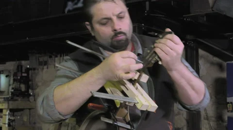 Master luthier guitars at work Video stock 60589135