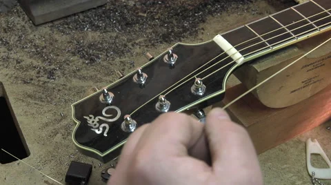 Master luthier guitars at work Video stock 60592565