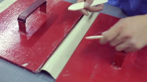 Master makes book covers, leather Stock Footage 59842954