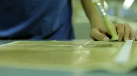 Master makes book covers, leather Stock Footage 61323865