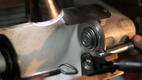 The master makes a key on professional equipment Video stock 77403771