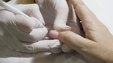 Master makes a manicure 02 Stock Footage 139533855