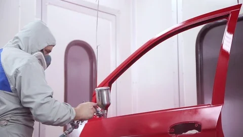 Master makes painting the car Stock Footage