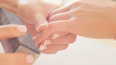 Master makes a professional manicure Video stock 72962922