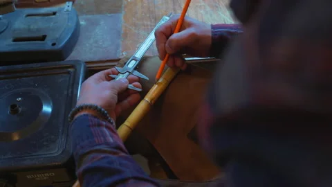 A master is making Ney instrument. 4K Footage in Turkey Video stock 147387072